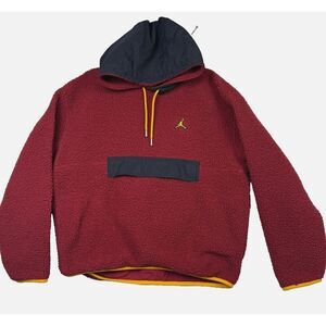 Air Jordan Mens Essential Red Black Yellow Statement Fleece Hoodie Size Small